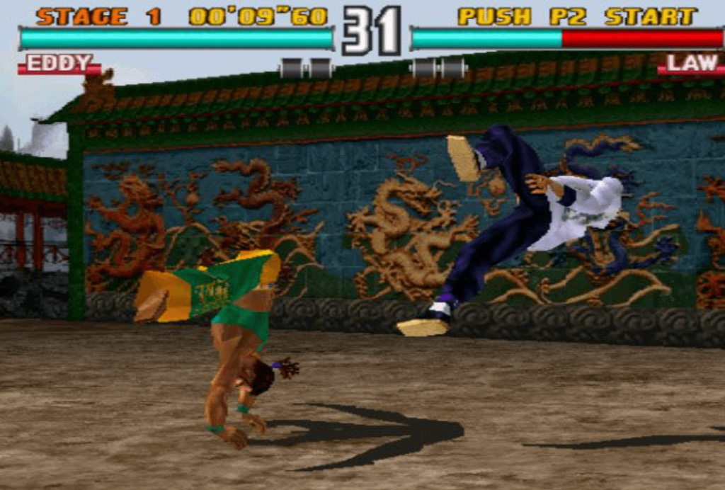 screenshot: Eddy Gordo fighting Law in a Tekken 3 match