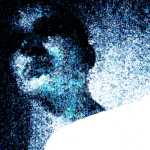 pixelated view of a person's head from a low angle