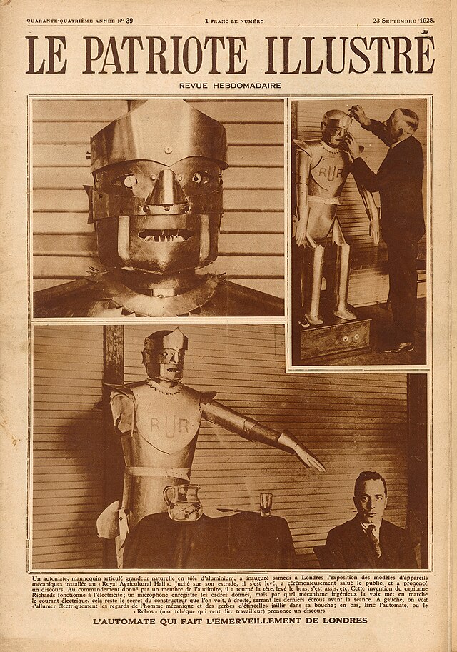 an early robot, front page of a french newspaper